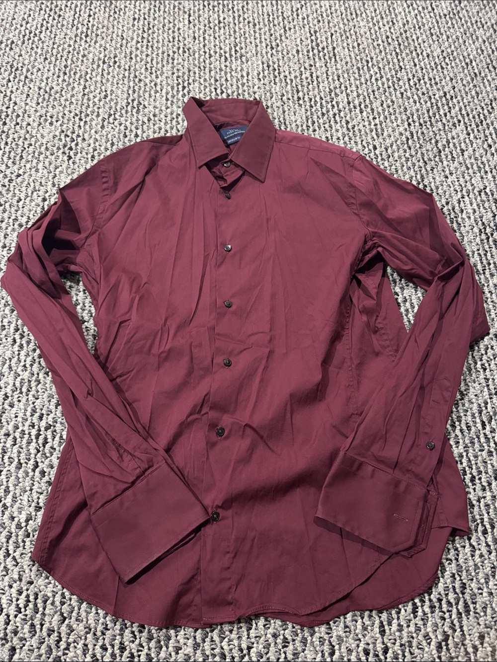 Zara Wine Red Long-Sleeve Dress Shirt Button Up